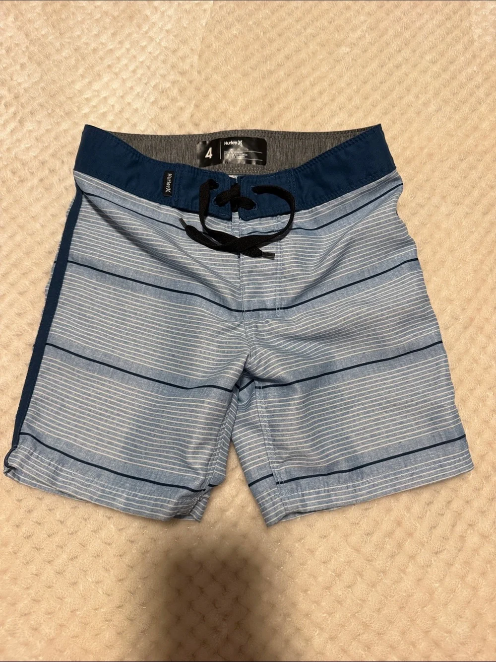 Hurley Blue & Navy Boys' Stripe Swim Trunks